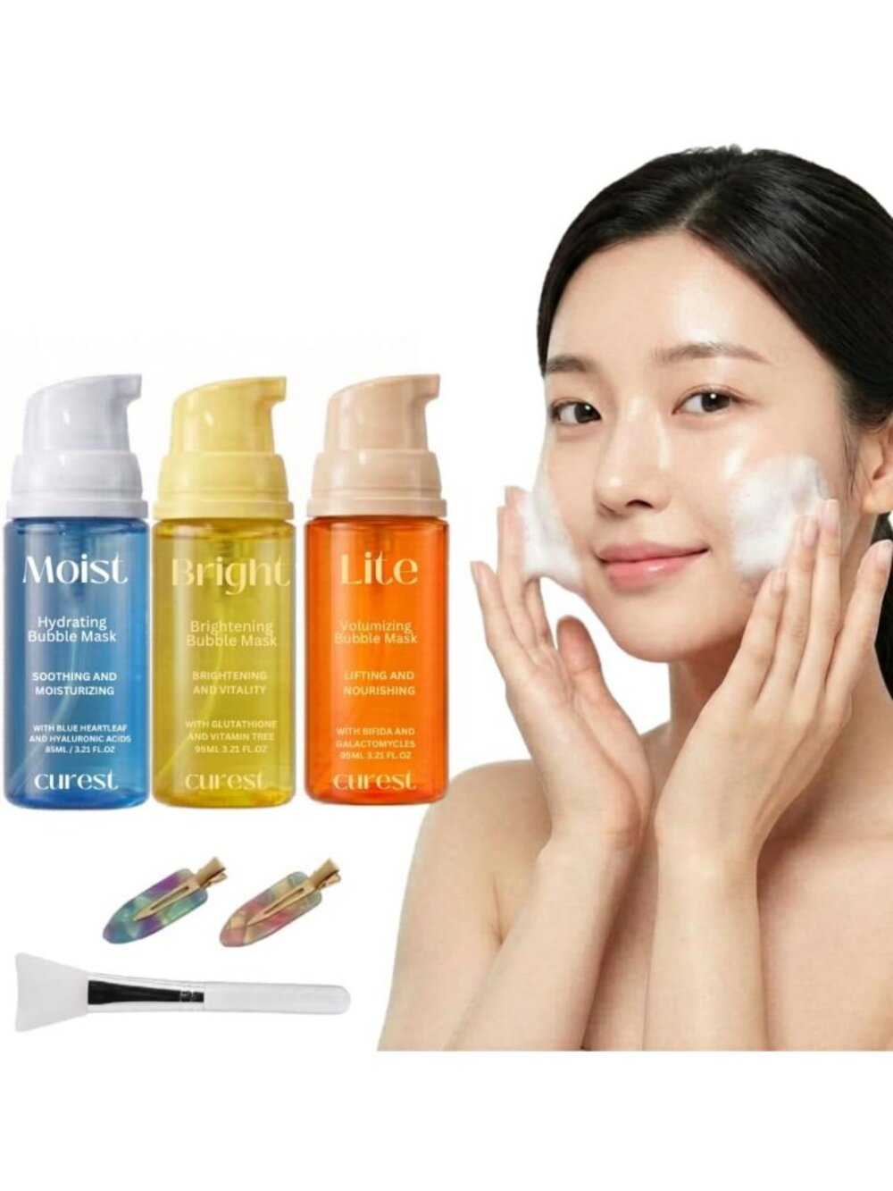 Luminous Glow Micro Bubble Mask - Hydrating K-Beauty Skincare Gift Set, 100 Uses